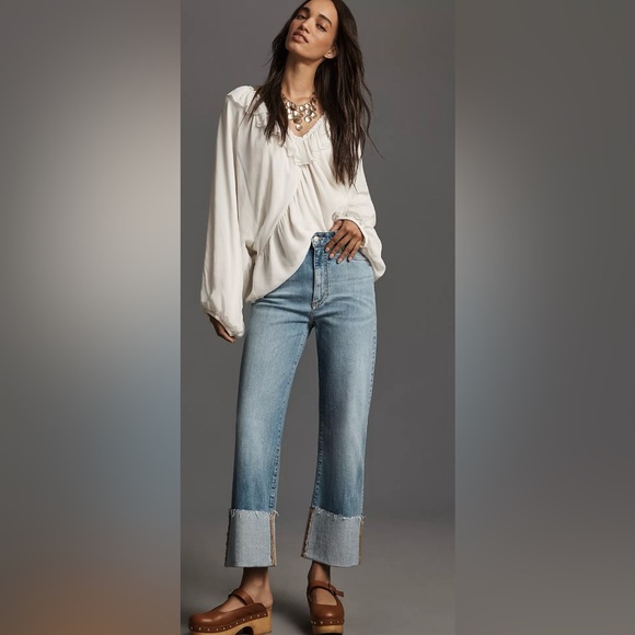 Anthropologie - Pilcro The Scotty Cuffed High-Rise Straight-Leg Jeans 31 - Picture 2 of 11